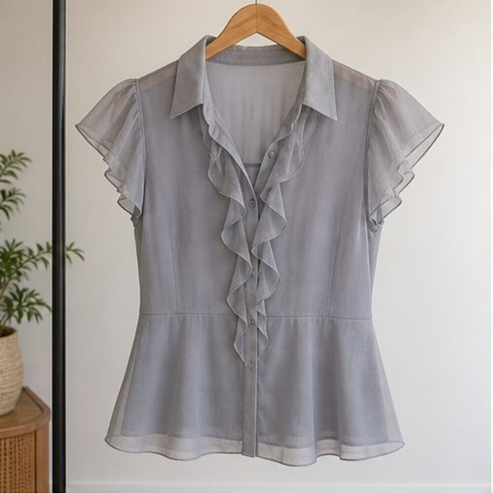 Gray Wrap Blouse